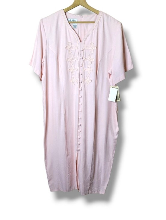 Betsy'S Things Dresses & Skirts - Betsy's Things Vintage 80s Pink Short Sleeve Midi Dress Size 20 NWT Deadstock